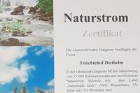 Naturstrom Zertifikat